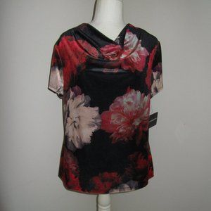 CLEARANCE Women's Liz Claiborne Career Top Size Large Red Flower $36.00.
